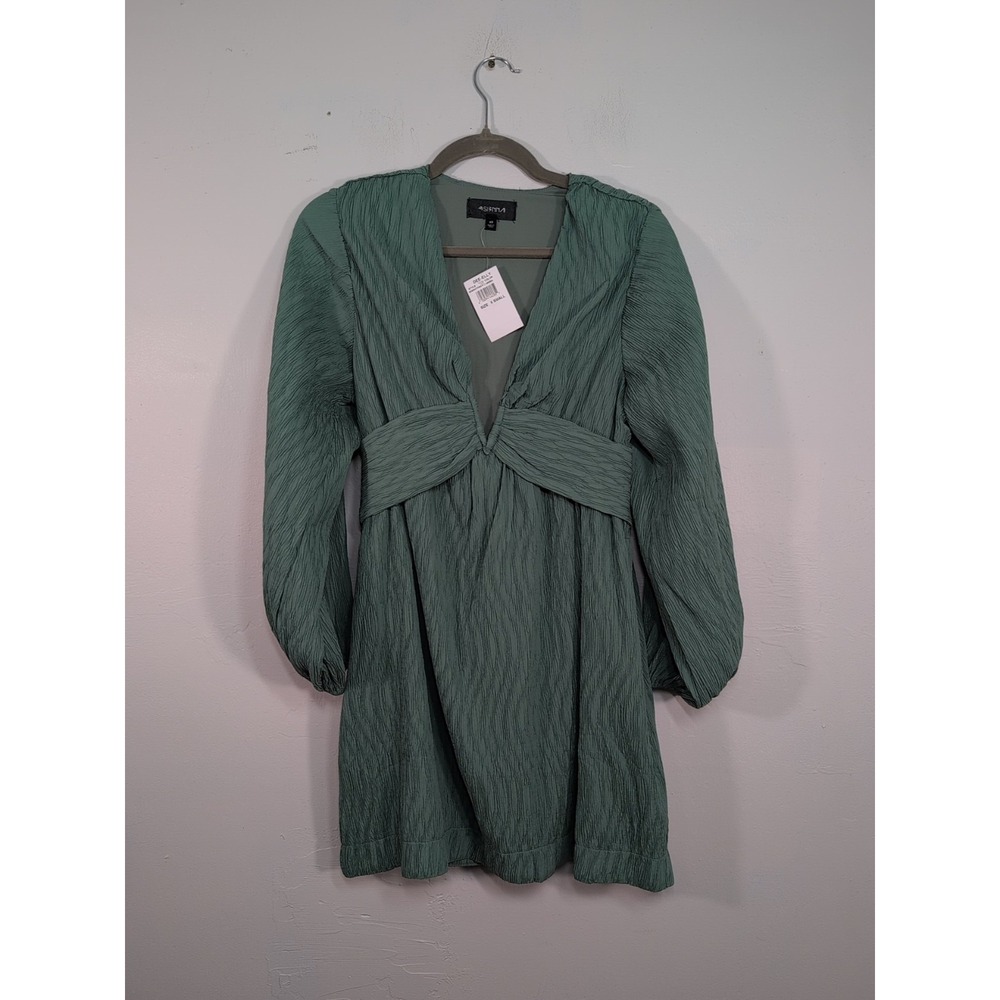Anthropologie 4SI3NNA Lorenzo Long Sleeve Green Dress Minimalist Summer XS New